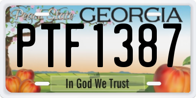 GA license plate PTF1387