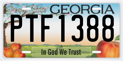 GA license plate PTF1388