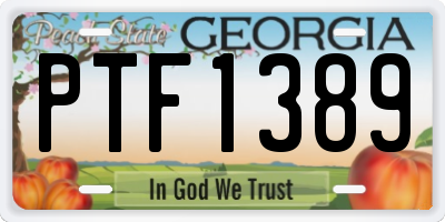 GA license plate PTF1389