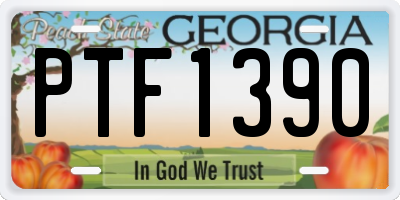 GA license plate PTF1390