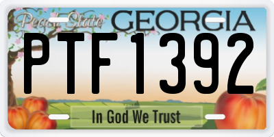 GA license plate PTF1392
