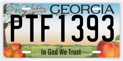 GA license plate PTF1393