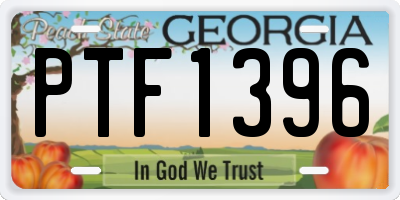 GA license plate PTF1396