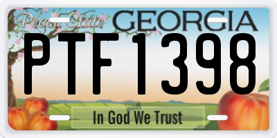 GA license plate PTF1398