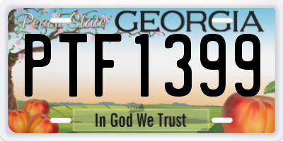 GA license plate PTF1399