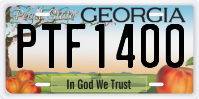 GA license plate PTF1400