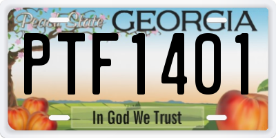 GA license plate PTF1401