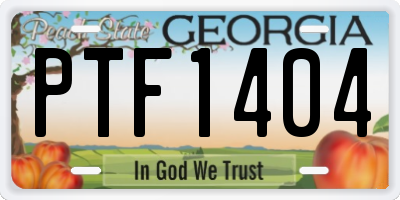 GA license plate PTF1404