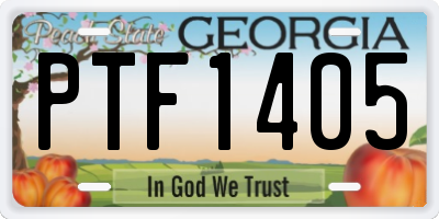 GA license plate PTF1405