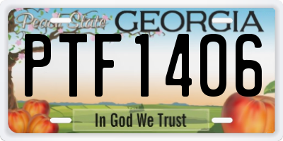 GA license plate PTF1406