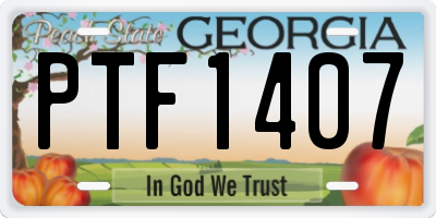 GA license plate PTF1407