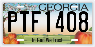 GA license plate PTF1408