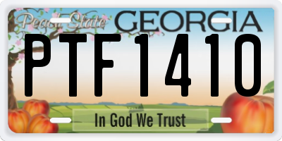 GA license plate PTF1410