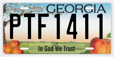 GA license plate PTF1411