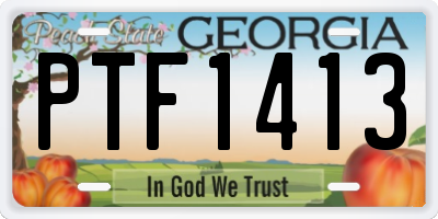 GA license plate PTF1413