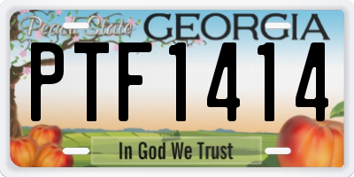 GA license plate PTF1414