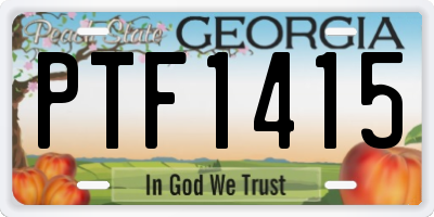 GA license plate PTF1415