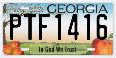GA license plate PTF1416