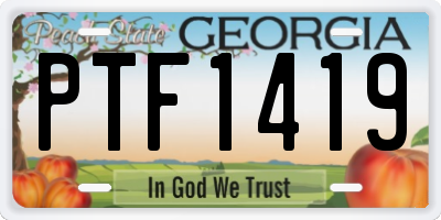 GA license plate PTF1419