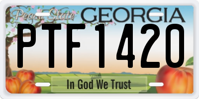GA license plate PTF1420