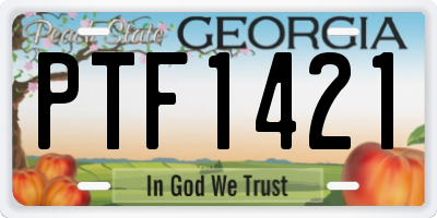 GA license plate PTF1421