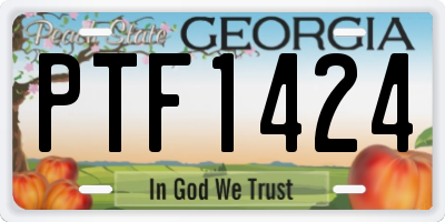 GA license plate PTF1424