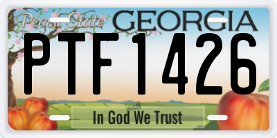 GA license plate PTF1426