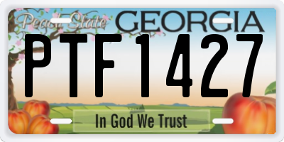 GA license plate PTF1427