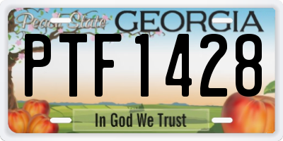 GA license plate PTF1428