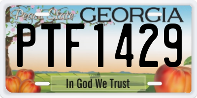 GA license plate PTF1429
