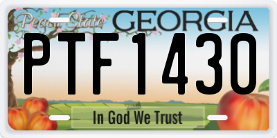 GA license plate PTF1430