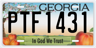 GA license plate PTF1431