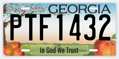 GA license plate PTF1432