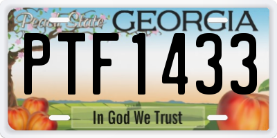 GA license plate PTF1433