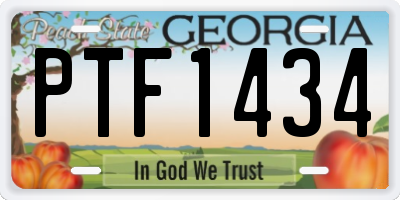 GA license plate PTF1434