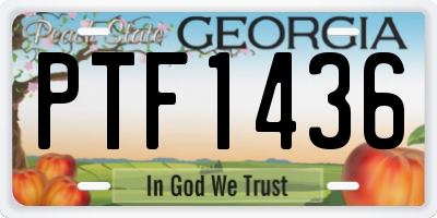 GA license plate PTF1436