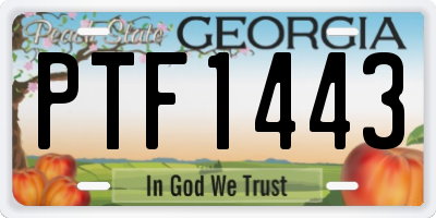 GA license plate PTF1443