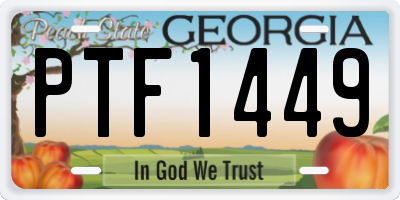 GA license plate PTF1449