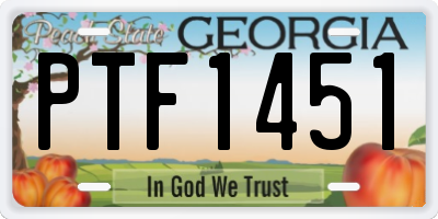 GA license plate PTF1451