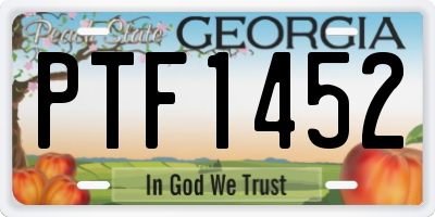 GA license plate PTF1452