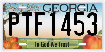 GA license plate PTF1453
