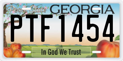 GA license plate PTF1454