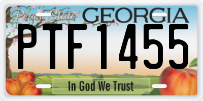 GA license plate PTF1455