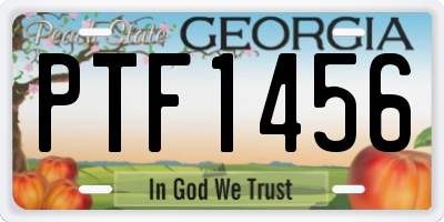 GA license plate PTF1456