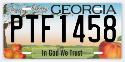 GA license plate PTF1458