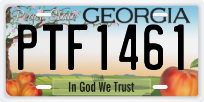 GA license plate PTF1461
