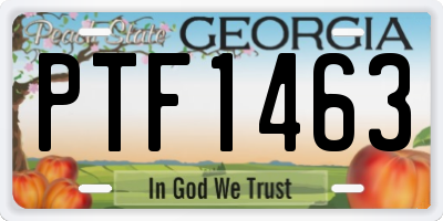 GA license plate PTF1463