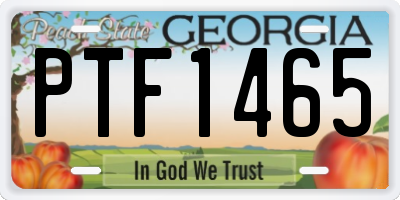 GA license plate PTF1465