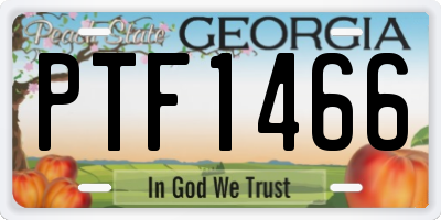 GA license plate PTF1466