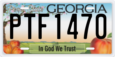 GA license plate PTF1470